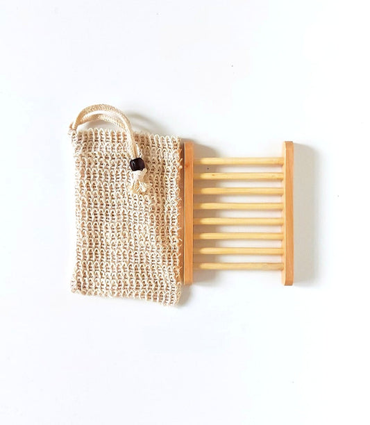 Bamboo Rack + Sisal Soap Bag image 0